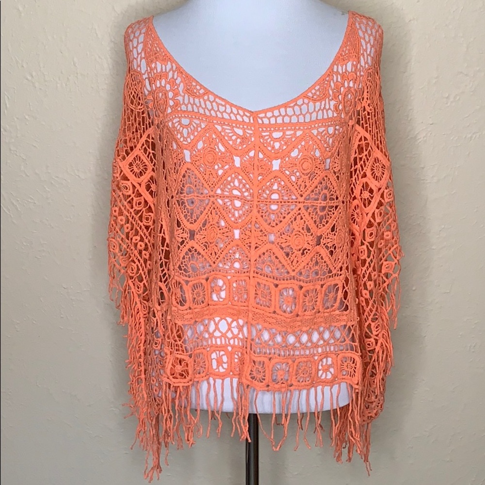 Coral Poncho By Panhandle